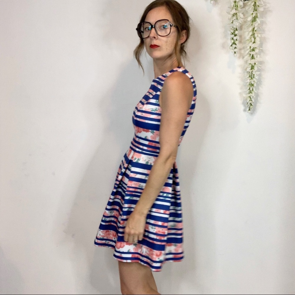 41 HAWTHORN fit & flare dress floral striped 1834 - Picture 2 of 8